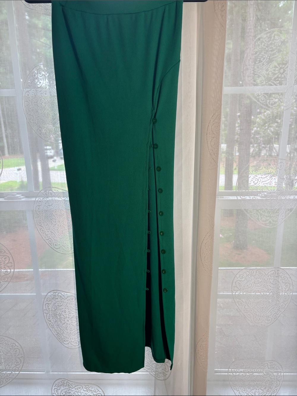 Emerald Side-Button Maxi Skirt